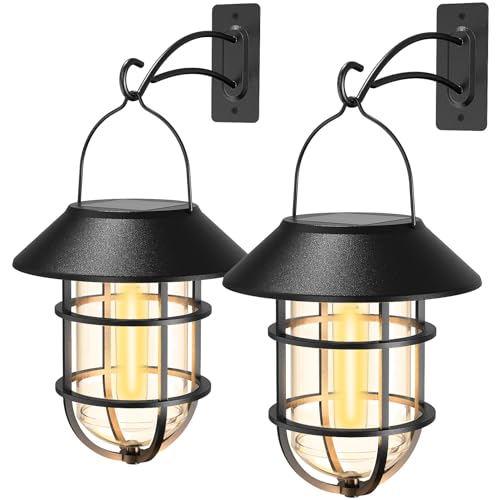 2er-Pack Solarlaternen, Solarleuchten für den Außenbereich, wasserdichte Solar-Außenleuchte zum Aufhängen, Metall, schweres Glas und Edelstahl, für den Außenbereich 2er-Pack Solarlaternen, Solarleuchten für den Außenbereich, wasserdichte Solar-Außenleuchte zum Aufhängen, Metall, schweres Glas und Edelstahl, für den Außenbereich von DERAYSION