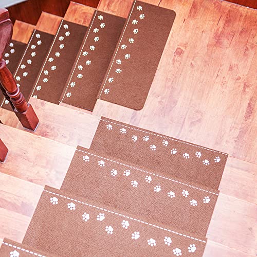 DERBUT 22 cm X 70 cm Stufenmatten Innen Antirutsch, Selbstklebend Treppenstufen Matten 15er Set, Treppenteppich Kleine Stufen für Kinder, Älteste und Haustiere von DERBUT