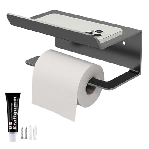 DERJDISF Badezimmer Deko - Multifunktionaler Toilettenpapierhalter ohne Bohren, Klo- und Klopapierhalter, Freistehender und Selbstklebender Klorollenhalter in Schwarz - Ein Amazon TikTok Find von DERJDISF