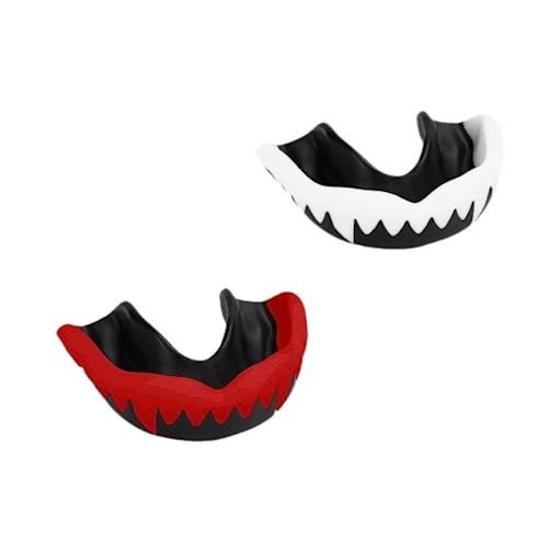 DERJDISF Zahnschutz, 2 Stücke Mundschutz Boxen, für Erwachsene Kinder Zahnschutz, für Kampfsport Boxen, Erwachsene, Schwarz&Rot/Schwarz&Weiß von DERJDISF