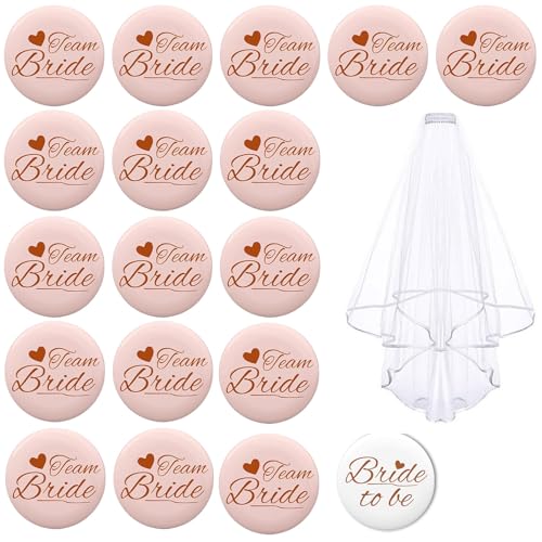 JGA Braut Button Set, Team Bride Braut party-Set - Braut-Anstecker und JGA Spiele für Frauen - Einzigartige Team Braut Accessoires von DERJDISF