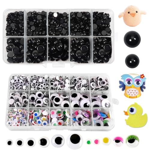 Kunststoff Selbstklebend Puppe Augen, Riesenset Selbstklebende Googly Eyes für Bastelprojekte – 3D-Effekt Augen zum Aufkleben – Ideal für Handwerk, Spielzeug, Scrapbooking und Kartenverzierungen von DERJDISF