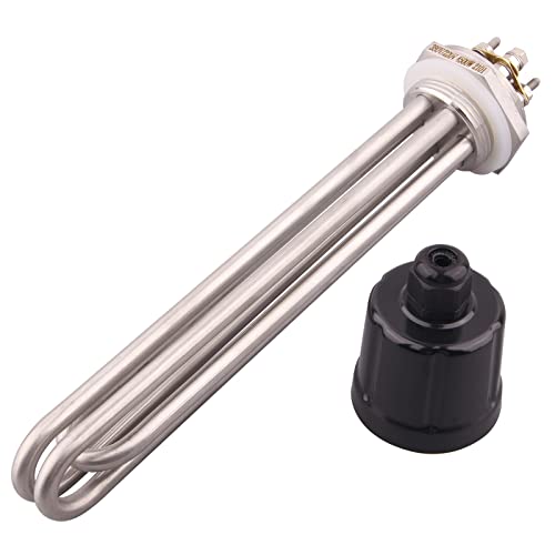 DERNORD 1-1/4 Zoll Heizelement 3U Typ Elektrischer Brühwassererhitzer BSP Gewinde Edelstahlflansch 220V 4500W von DERNORD