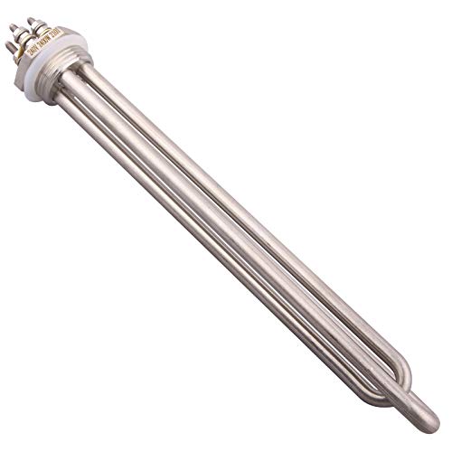 DERNORD 1 Zoll DN25 Heizelement Doppel U Typ Elektrische Brauwasserbereiter BSP 33.25mm Gewinde Edelstahl Flansch 240V 2400W von DERNORD