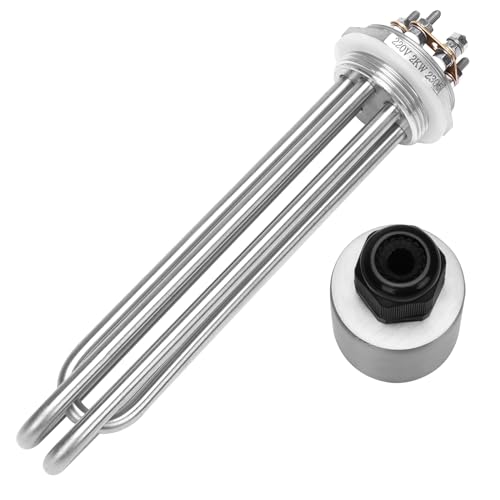 DERNORD 220V 2KW 1-1/2 Zoll Heizelement 3U Warmwasserbereiter BSP Edelstahl Flansch Heizstab und Deckel aus Edelstahl von DERNORD