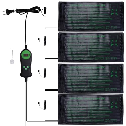 DERNORD 4 Pflanzmatte mit 1 Thermostat 30W Heizmatte 25.5 X 52.7CM Pflanzen Wasserdicht Heating Pad for Gemüse Blumen Seedling Gewächshäuser von DERNORD