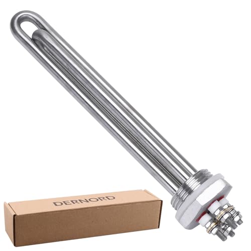 DERNORD Heizelement 24V 300W 1 Zoll DN25 BSP Heizstab Edelstahlflansch with Silikonring Doppel U Typ von DERNORD
