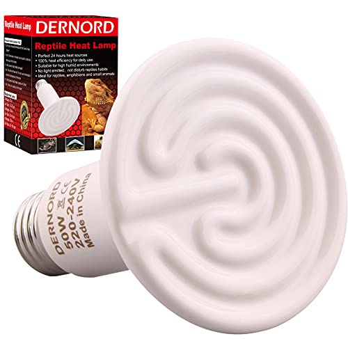 DERNORD Heizlampe E27 Wärmelampe Terrarium - 50W Keramik Heat Emitter Reptilien Dunkelstrahler Küken für Wärmelampe Schildkröten Outdoor Heizstrahler Tiere von DERNORD