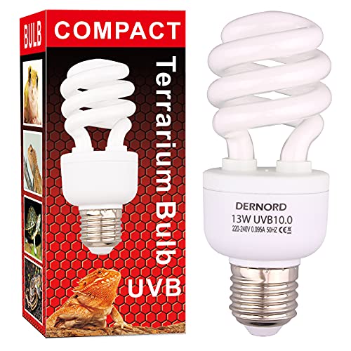 DERNORD UV Lampe Reptilien Wärmelampe - 13W 10.0 UVA UVB Lampe Terrarium Light Bulb UV Licht Lampe für Wellensittich Leopardgecko Wärmelampe Schildkröten von DERNORD