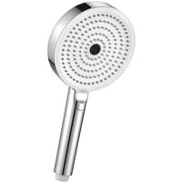 Derw Max - 3-Strahl-Handbrause, 127 mm Brausekopf, leicht zu reinigen – Chrom + Weiß von DERW MAX