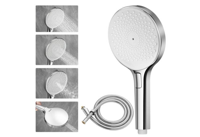 DERW MAX Handbrause mit Edelstahl Schlauch Handheld-Duschkopf Chrom, (Handbrause mit mehreren Strahlarten, 1-tlg., Runder Wasserauslauf mit vier Funktionen), Duschbrause von DERW MAX