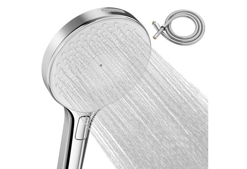 DERW MAX Regenduschkopf 4 Strahlarten SPA Handbrause für Dusche 3-in-1 HANDDUSCHE 140mm, (Duschkopf mit Schlauch, ABS Druckverstärker), Handbrause in Chrom von DERW MAX