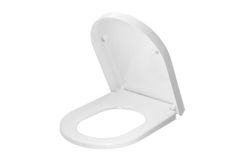 DERW MAX WC-Sitz mit Absenkautomatik & Schnellverschluss – Langlebiger Toilettensitz, Toilettendeckel in modernem Design, Weiß/Schwarz von DERW MAX