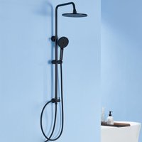 Schwarz Duschset Runde Duschsäule Duschsystem ohne Armatur, Regendusche mit Kopfbrause und 4 Strahlarten Handbrause, 74 - 112 cm Höhenverstellbar für von DERW MAX