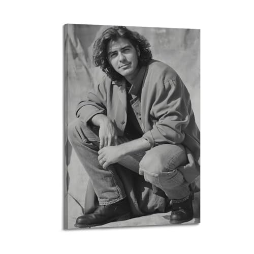 DESAKMQR George Clooney Schwarzes Und Weißes Poster Home Innendekoration Ölgemälde Leinwand Fototapete Bilder 24x36inch(60x90cm) von DESAKMQR