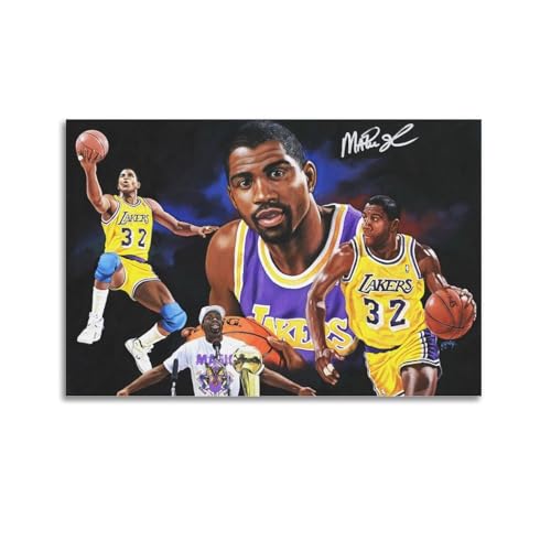 Magic Johnson Basketball Star Kunst Poster Kunst Gemälde Leinwand Home Decor Schlafzimmer Moderne Dekorationen 24x36inch(60x90cm) von DESAKMQR