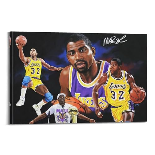 Magic Johnson Basketball Star Kunst Poster Wandkunst Leinwanddruck Kunstwerk Schlafzimmer Wohnzimmer Dekoration 12x18inch(30x45cm) von DESAKMQR