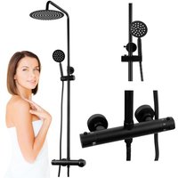 Aufputz-Brausegarnitur mit Thermostat S-1170B Schwarz von DESCONOCIDO