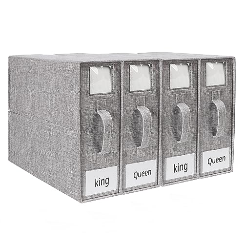 DESELL Aufbewahrungstasche, 4 Stück Faltbare Aufbewahrungsbox für Bettlaken Unterbettkommode Organizer mit Spanngurte Kleideraufbewahrung für Bettwäsche Decken Kleidung Unterbett Kleiderschrank von DESELL