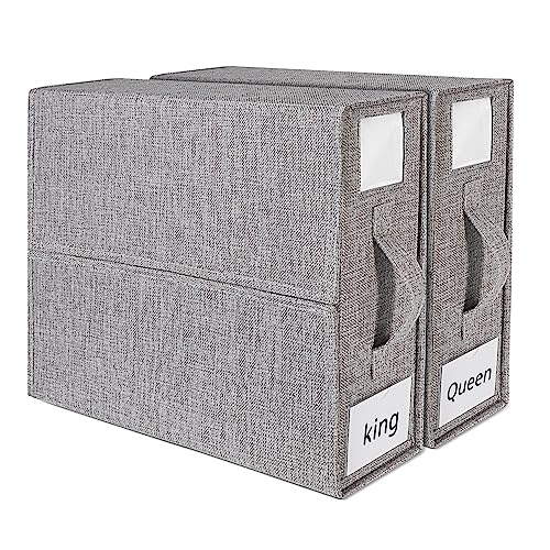 DESELL Aufbewahrungstasche für Bettlaken, 2 Stück Faltbare Bettwäsche Aufbewahrungsbox Unterbettkommode Organizer mit Spanngurte Kleideraufbewahrung für Decken Kleidung Unterbett Kleiderschrank, Grau von DESELL