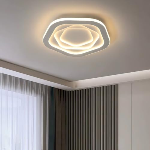 DESHOME 40cm LED-Deckenleuchte Ultra Flach 3-Farbig Dimmbar Acrylabdeckung Mehrschichtige, Unregelmäßige Wellenwolkenform Kunstvolles Geometrisches Design Deckenlampe, für Wohnzimmer, Schlafzimmer, P von DESHOME