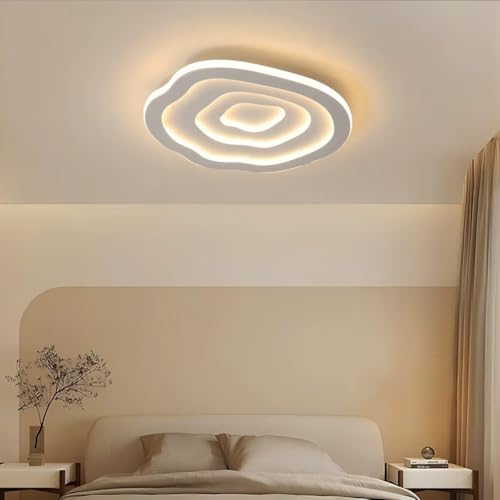DESHOME 40cm LED-Deckenleuchte Ultra Flach 3-Farbig Dimmbar Acrylabdeckung Mehrschichtige, Unregelmäßige Wellenwolkenform Kunstvolles Geometrisches Design Deckenlampe, für Wohnzimmer, Schlafzimmer, W von DESHOME