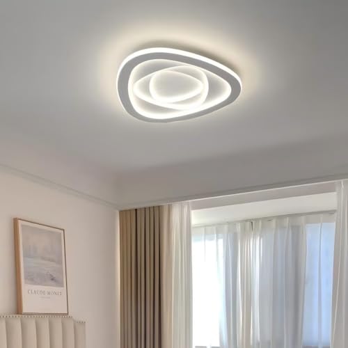 DESHOME 40cm LED-Deckenleuchte Ultra Flach 3-Farbig Dimmbar Acrylabdeckung Mehrschichtige, Unregelmäßige Wellenwolkenform Kunstvolles Geometrisches Design Deckenlampe, für Wohnzimmer, Schlafzimmer, T von DESHOME
