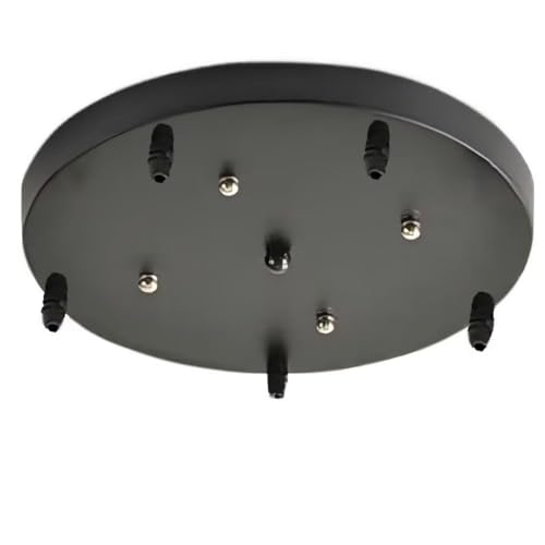 DESHOME Ø 50cm Lampenbaldachin 5 Loch Baldachin Lampe Schwarze Metall Deckenrosette Matt Abdeckung Baldachin für 5 Lampen Kabelabdeckung Deckenbaldachin, für Hängeleuchte Deckenleuchte von DESHOME