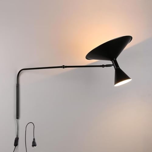 DESHOME Schwenkarm Wandleuchte mit Stecker und Schalter Modern Schwarze Verstellbar Wandlampe Lange Gelenkarm Leselampe E14&G9 Oben und Unten Licht Innen Industrie Retro Wandbeleuchtung Drehbar DESHOME Schwenkarm Wandleuchte mit Stecker und Schalter Modern Schwarze Verstellbar Wandlampe Lange Gelenkarm Leselampe E14&G9 Oben und Unten Licht Innen Industrie Retro Wandbeleuchtung Drehbar von DESHOME