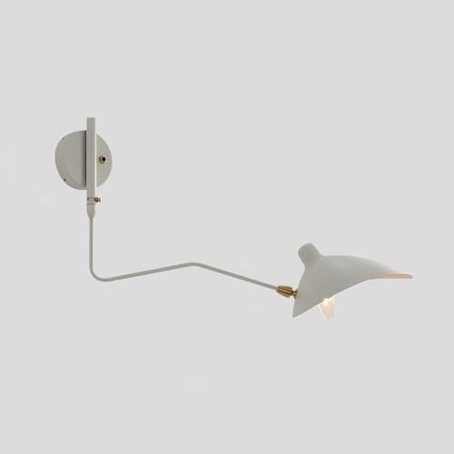 DESHOME Wandleuchte mit Schwenkarm Weiß 65cm Industrial Vintage Wandlampe Innen Lange Wandleucht Verstellbarer Arm, für Wohnzimmer, Nachttisch, Arbeitszimmer, Kinderzimmer, E27 3000K DESHOME Wandleuchte mit Schwenkarm Weiß 65cm Industrial Vintage Wandlampe Innen Lange Wandleucht Verstellbarer Arm, für Wohnzimmer, Nachttisch, Arbeitszimmer, Kinderzimmer, E27 3000K von DESHOME