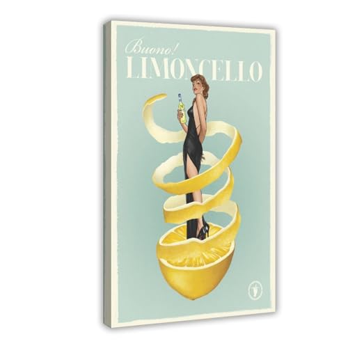 DESHVA BUONO! Limoncello – Zitrone, Retro-Poster, Leinwand-Poster, Wandkunst, Dekordruck, Bild, Gemälde für Wohnzimmer, Schlafzimmer, Dekoration, Rahmen-Stil, 30 x 45 cm von DESHVA