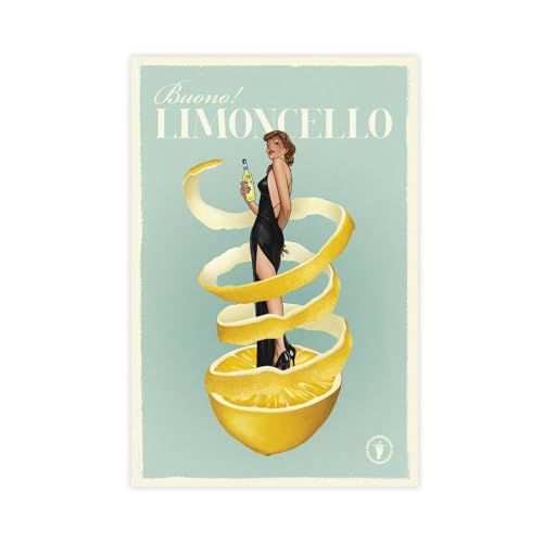 DESHVA BUONO! Limoncello – Zitrone, Retro-Poster, Leinwand-Poster, Wandkunst, Dekordruck, Bild, Gemälde für Wohnzimmer, Schlafzimmer, Dekoration, ungerahmt, 30 x 45 cm von DESHVA