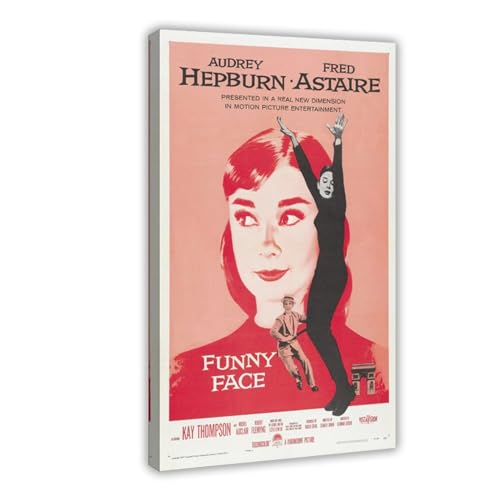 DESHVA Filmposter mit lustigem Gesicht, Audrey Hepburn 1957, Leinwand-Poster, Wandkunst, Dekor, Bild, Gemälde für Wohnzimmer, Schlafzimmer, Dekoration, Rahmen-Stil, 30 x 45 cm von DESHVA