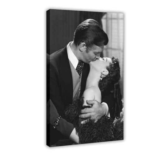 DESHVA Filmschauspieler – Vivien Leigh und Clark Giebel Vintage Poster Leinwand Poster Schlafzimmer Dekor Sport Landschaft Büro Zimmer Dekor Geschenk Rahmen-Stil 40 x 60 cm von DESHVA