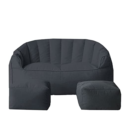 DESHVA Große Sitzsack-Stuhlabdeckung für 2 Personen, (ohne Füllung) Spezielle Form Hohe Rückenlehne Faules Sofa,Dark Grey von DESHVA