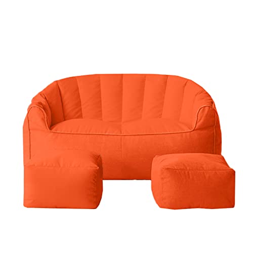 DESHVA Große Sitzsack-Stuhlabdeckung für 2 Personen, (ohne Füllung) Spezielle Form Hohe Rückenlehne Faules Sofa,Orange von DESHVA