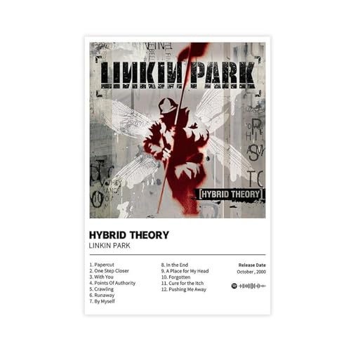 DESHVA Hybrid Theory – Musikalbum-Poster, Leinwand, Poster, Wandkunst, Dekordruck, Bild, Gemälde für Wohnzimmer, Schlafzimmer, Dekoration, ungerahmt, 60 x 90 cm von DESHVA