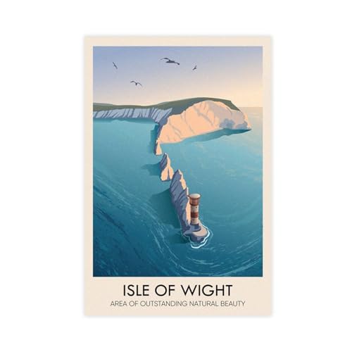 DESHVA Isle of Wight AONB Reise-Poster auf Leinwand, Schlafzimmer, Dekoration, Sport, Landschaft, Büro, Raumdekoration, Geschenk, ungerahmt, 30 x 45 cm von DESHVA