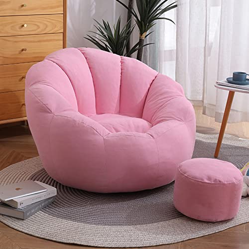 DESHVA Reine Farbe Sitzsack Stuhlbezug, (ohne Füllungen) Weiche Baumwolle Lazy Sofa Dekorieren Möbel für Erwachsene,Rosa von DESHVA