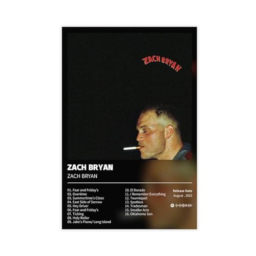 DESHVA Zach Bryan – Musikalbum-Poster, Leinwand, Poster, Wandkunst, Dekordruck, Bild, Gemälde für Wohnzimmer, Schlafzimmer, Dekoration, ungerahmt, 40 x 60 cm von DESHVA