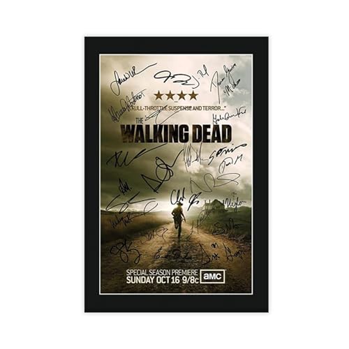 The Walking Dead TV-Serie Poster The Cast signiertes Leinwandposter Schlafzimmer Dekor Sport Landschaft Büro Zimmer Dekor Geschenk ungerahmt 40 x 60 cm von DESHVA