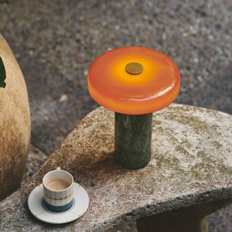 B-Ware Led Akkutischleuchte Tischlampe Trip Grün Orange Marmor Glas Ip44 B-Ware Led Akkutischleuchte Tischlampe Trip Grün Orange Marmor Glas Ip44 von DESIGN BY US