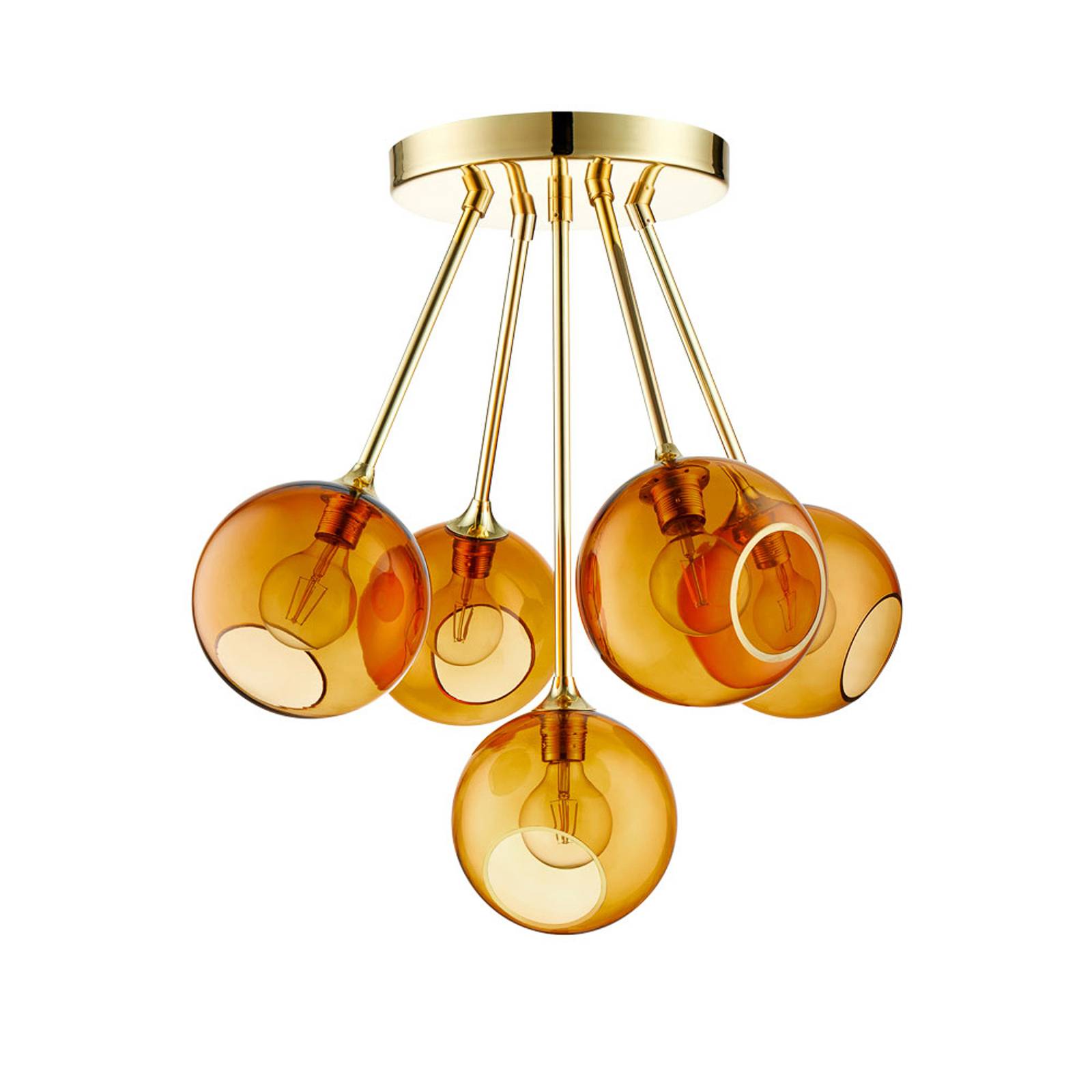 Deckenleuchte Ballroom Molecule, bernstein, Glas, 5-flammig von DESIGN BY US