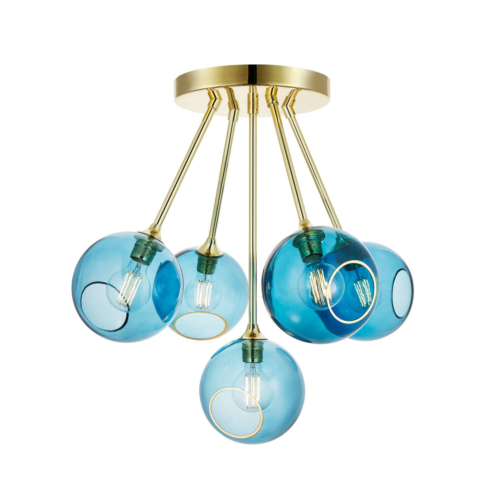 Deckenleuchte Ballroom Molecule, blau, Glas, 5-flammig von DESIGN BY US