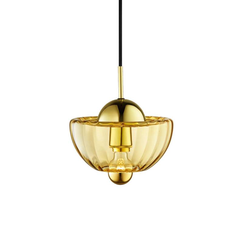 Hängeleuchte Lotus, bernstein, Ø 25 cm, Glas, mundgeblasen von DESIGN BY US