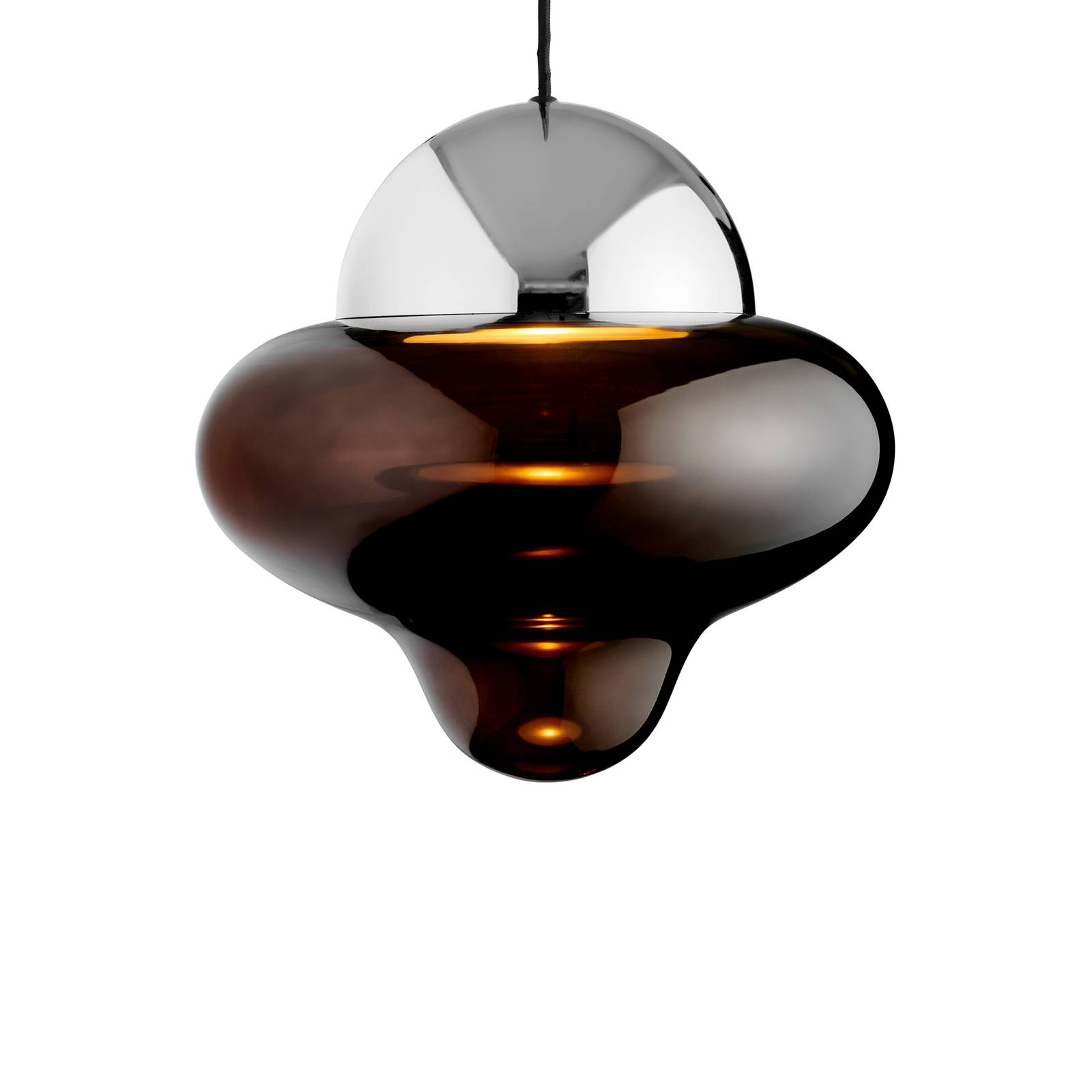 LED-Hängeleuchte Nutty XL, braun / chromfarben, Ø 30 cm von DESIGN BY US