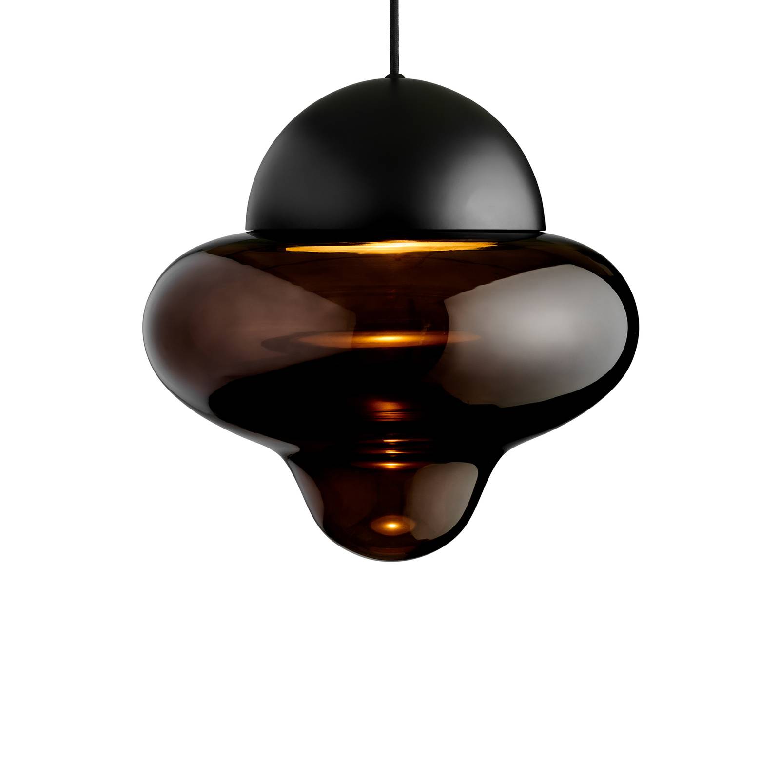 LED-Hängeleuchte Nutty XL, braun / schwarz, Ø 30 cm, Glas von DESIGN BY US