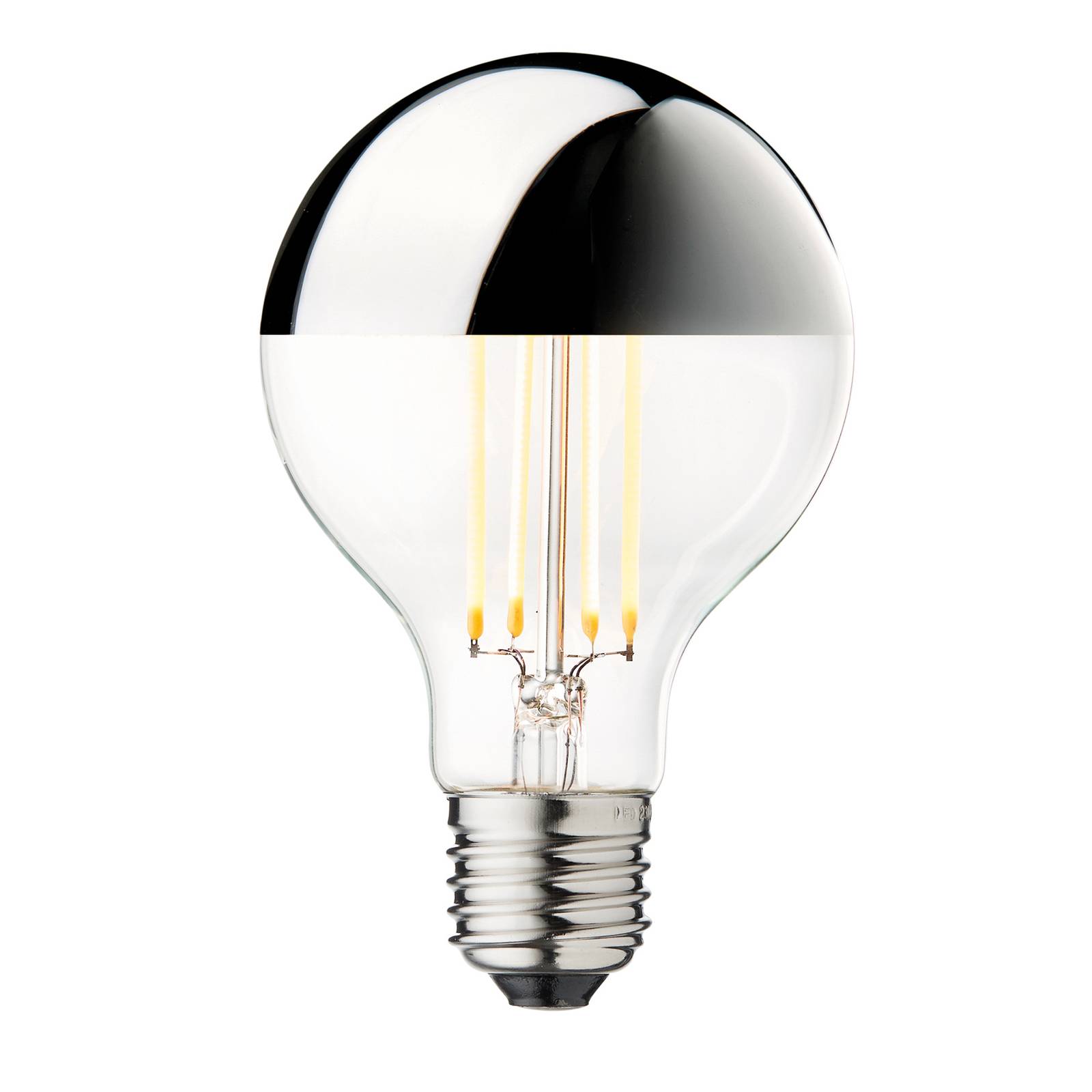 LED-Kopfspiegellampe Globe 80, silber, E27, 3,5 W, 2.700 K von DESIGN BY US