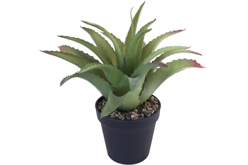 DESIGN DECORATION Künstliche Aloe Vera im Topf mit Steindeko Höhe 26 cm Pflanze hellgrün von DESIGN DECORATION