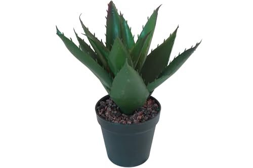 DESIGN decoration Künstliche Aloe Vera im Topf mit Steindeko Höhe 27 cm Pflanze dunkelgrün von DESIGN decoration